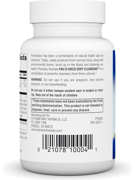 Planetary Herbals, Pau D'Arco Deep Cleansing, 72 ct