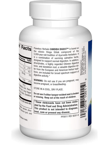 Planetary Herbals, Candida Digest™ 800 mg, 90 Tablets
