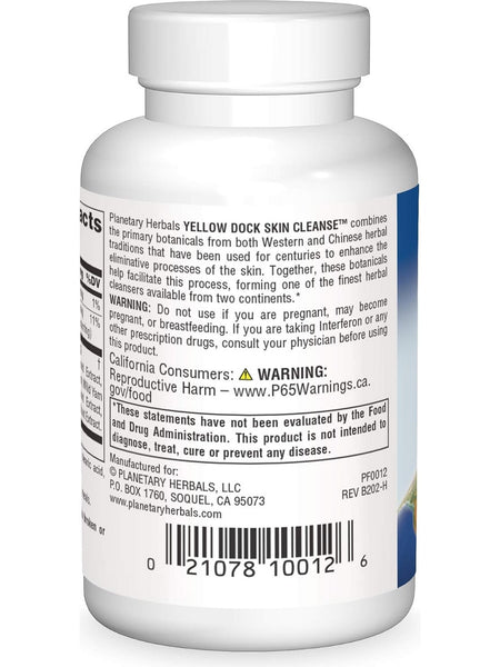 Planetary Herbals, Yellow Dock Skin Cleanse™ 610 mg, 60 Tablets