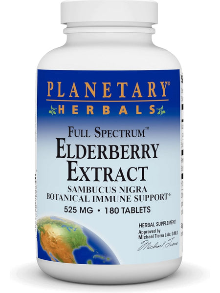 Planetary Herbals, Elderberry Extract, Full Spectrum™ 525 mg, 180 Tablets
