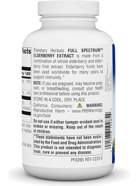 Planetary Herbals, Elderberry Extract, Full Spectrum™ 525 mg, 180 Tablets