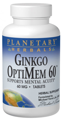 Planetary Herbals, Ginkgo OptiMem 120 Std 24% Flavone Glycosides 6% Terpene Lactones 120mg, 60 ct