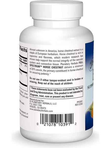 Planetary Herbals, Horse Chestnut 300mg Full Spectrum Std 20% Aescin, 120 ct