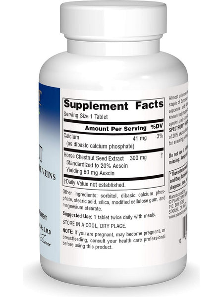Planetary Herbals, Horse Chestnut 300mg Full Spectrum Std 20% Aescin, 120 ct