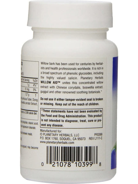 Planetary Herbals, Willow Aid™ 635 mg, 30 Tablets