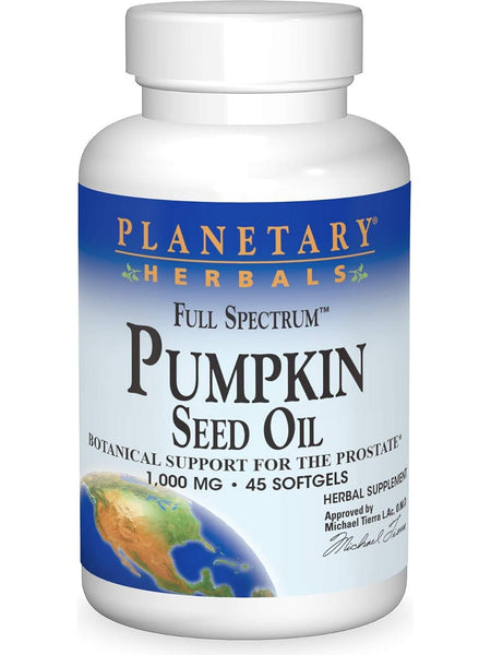 Planetary Herbals, Pumpkin Seed Oil, Full Spectrum 1000 mg, 45 Softgels