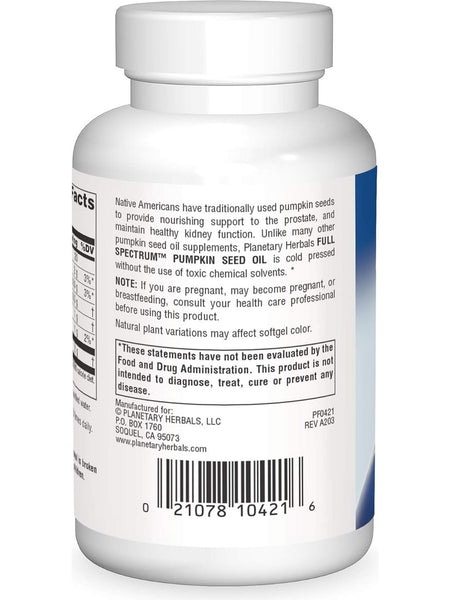 Planetary Herbals, Pumpkin Seed Oil, Full Spectrum 1000 mg, 45 Softgels