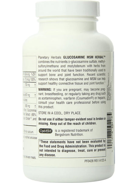 Planetary Herbals, Glucosamine MSM Herbal™ 1000 mg, 180 Tablets