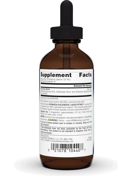 Planetary Herbals - Echinacea Goldenseal liquid Ext 100% Cultivated - 4 oz