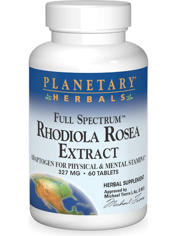 Planetary Herbals, Rhodiola Rosea Ext 327mg Full Spectrum Std 0.8% Salidrosides & Rosavins, 60 ct