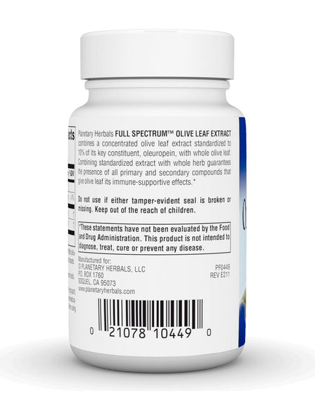 Planetary Herbals, Olive Leaf 825mg Full Spectrum Std 15% Oleuropein, 30 ct