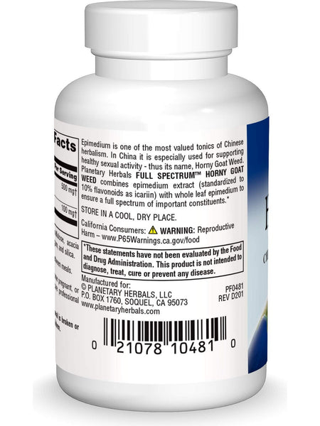 Planetary Herbals, Horny Goat Weed, Full Spectrum 600 mg, 45 Tablets