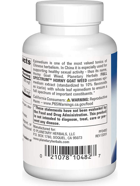 Planetary Herbals, Horny Goat Weed, Full Spectrum 600 mg, 90 Tablets