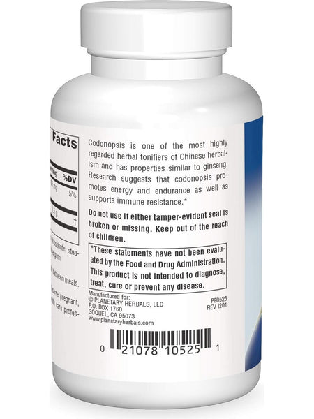 Planetary Herbals, Codonopsis 750mg, 60 ct