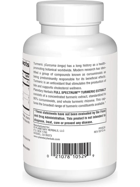 Planetary Herbals, Turmeric Ext 450mg Full Spectrum Std 95% Curcumin, 120 ct