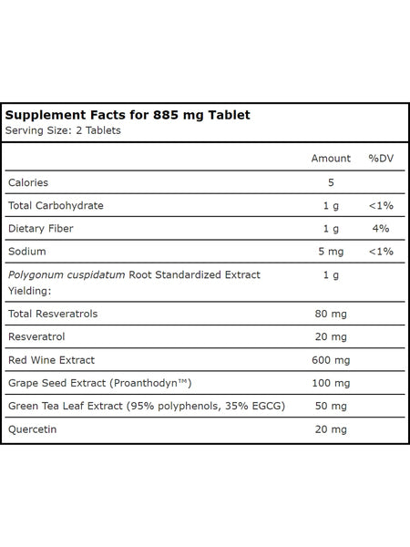 Planetary Herbals, Resveratrol with Red Wine Extract 885 mg, 30 Tablets