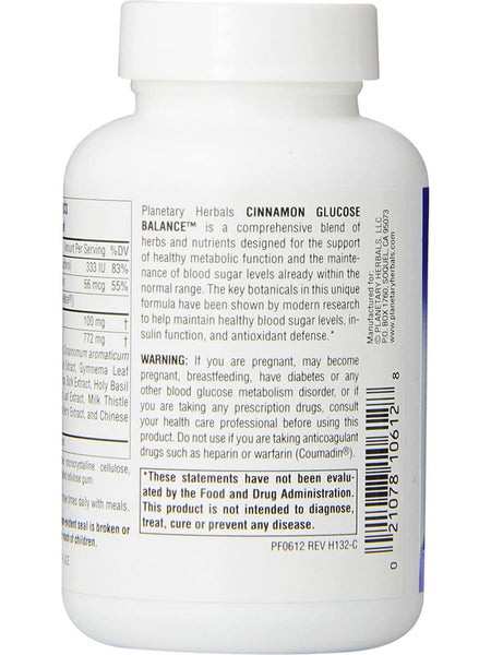 Planetary Herbals, Cinnamon Glucose Balance™ 910 mg, 90 Tablets