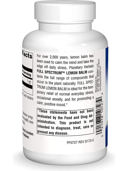Planetary Herbals, Lemon Balm, Full Spectrum 500 mg, 120 Capsules