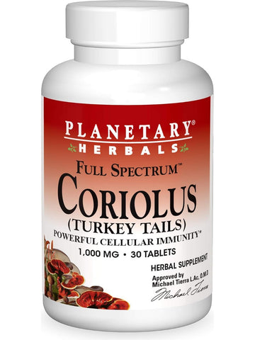 Planetary Herbals, Coriolus, Full Spectrum 1000 mg, 30 Tablets