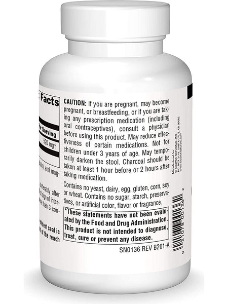 Source Naturals, Charcoal, 100% Pure Activated 260 mg, 200 capsules