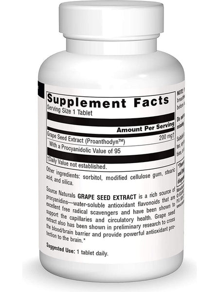 Source Naturals, Grape Seed Extract, Proanthodyn™ 200 mg, 90 tablets