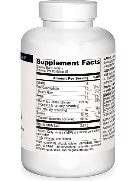 Source Naturals, Alfalfa 648 mg, 500 tablets