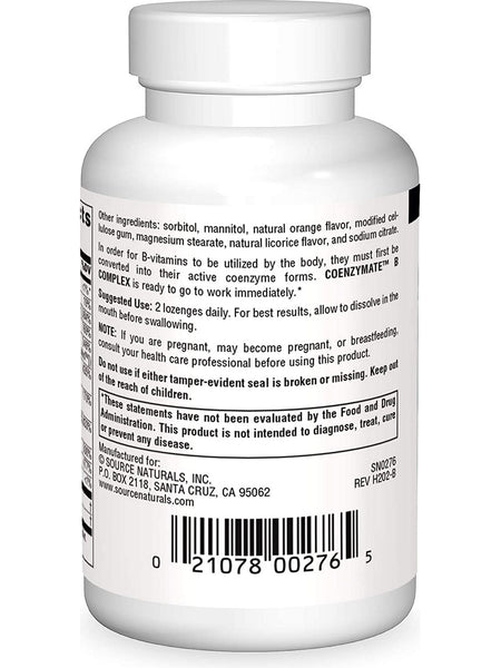 Source Naturals, Coenzymate Vitamin B CompSource Naturals, Coenzymate Vitamin B Complex, Orange, 120 Lozenges w/CoQ10 Subl Orange, 120 ct