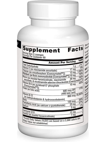 Source Naturals, Coenzymate Vitamin B CompSource Naturals, Coenzymate Vitamin B Complex, Orange, 120 Lozenges w/CoQ10 Subl Orange, 120 ct