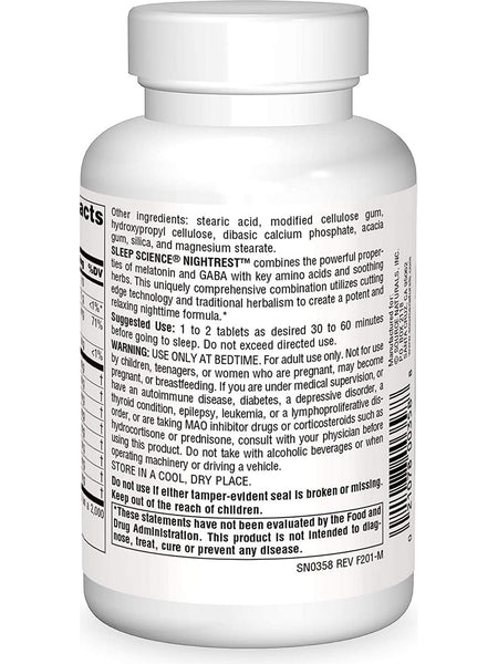 Source Naturals, Sleep Science® NightRest™ with Melatonin, 100 tablets