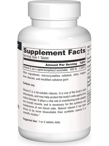 Source Naturals, Vitamin E 400 IU d-alpha Tocopherol, 50 tablets