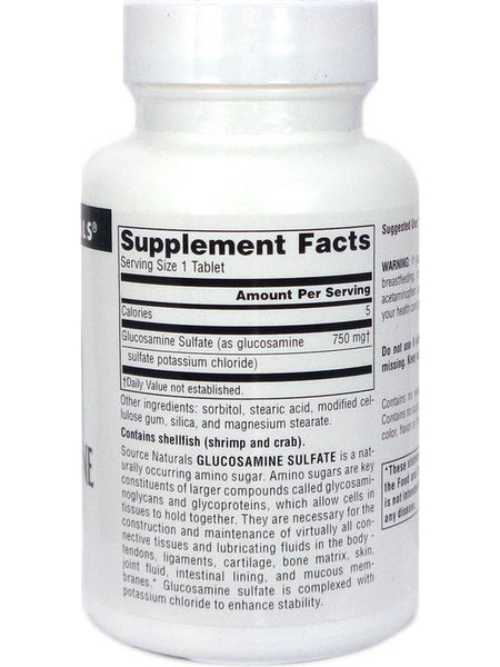 Source Naturals, Glucosamine Sulfate Sodium-Free 750 mg, 60 tablets
