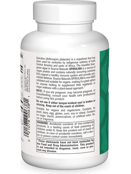 Source Naturals, Spirulina 500 mg, 200 tablets