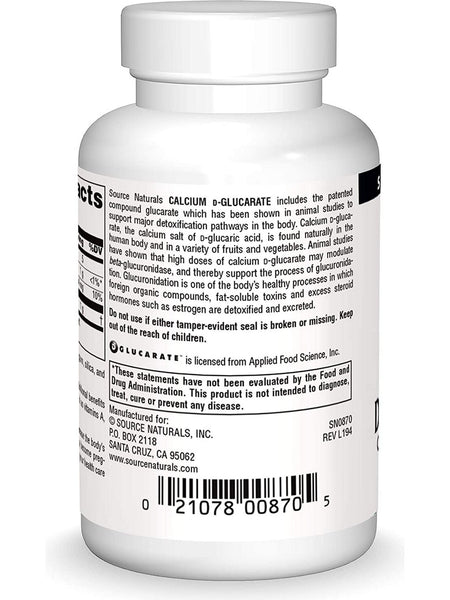 Source Naturals, Calcium D-Glucarate 500 mg, 60 tablets