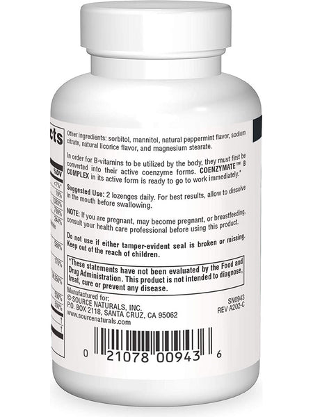 Source Naturals, Coenzymate Vitamin B Complex, Peppermint, 60 Lozenges