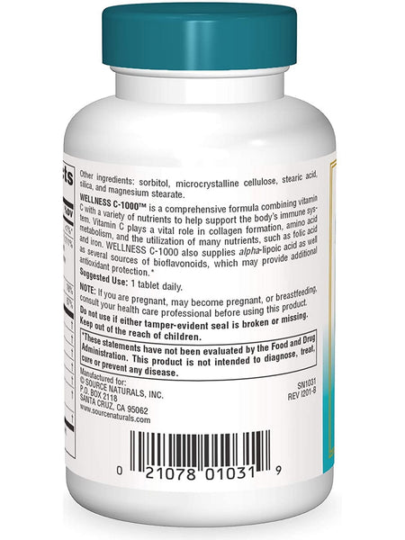 Source Naturals, Wellness C 1000, 50 tablets