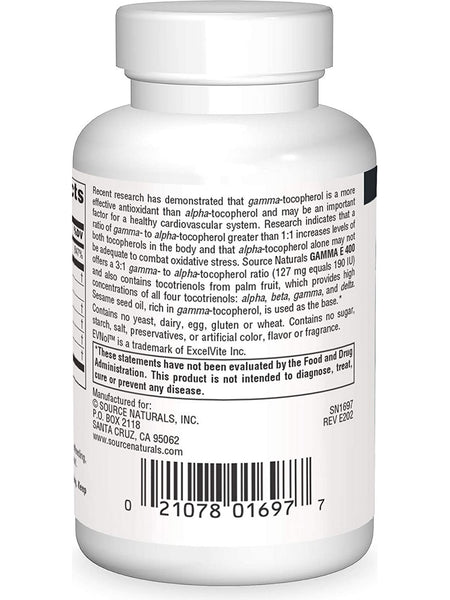 Source Naturals, Gamma E 400 Complex 400 mg, 30 softgels