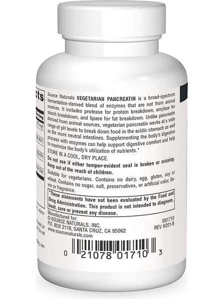 Source Naturals, Vegetarian Pancreatin 475 mg, 60 vegetarian capsules