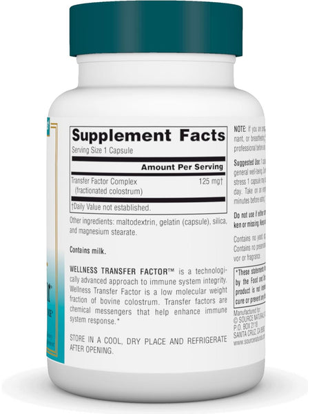 Source Naturals, Wellness Transfer Factor, 125mg, 60 ct