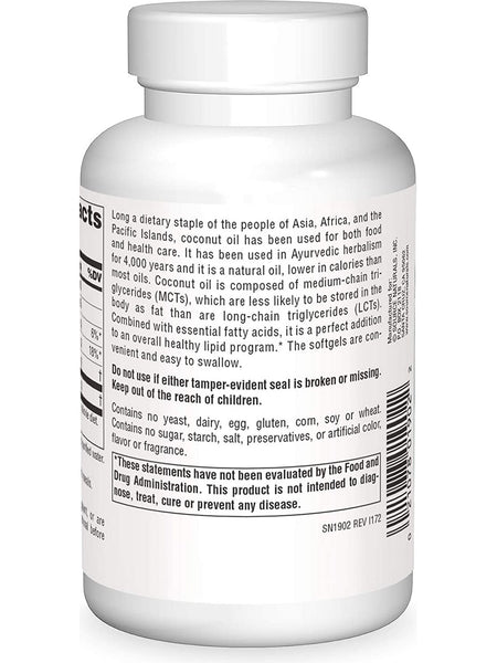 Source Naturals, Coconut Oil, Extra Virgin 1000 mg, 60 softgels