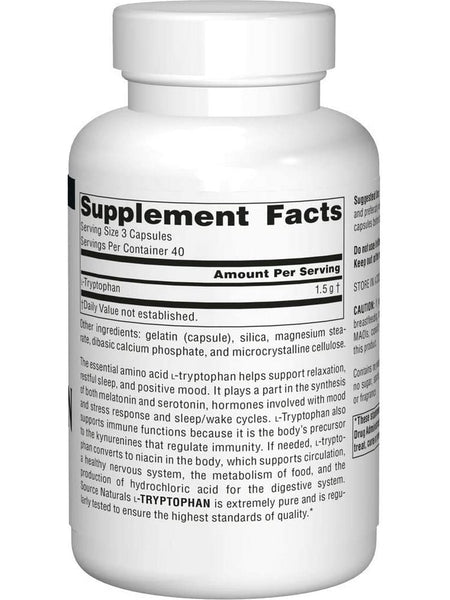 Source Naturals, L-Tryptophan 500 mg, 120 capsules