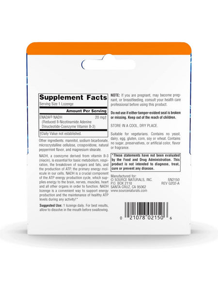 Source Naturals, NADH, 20mg, 30 lozenges