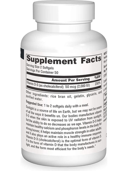 Source Naturals, Vitamin D-3 1000 IU, 100 softgels