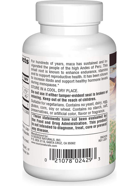 Source Naturals, Maca Lift™ 600 mg, 60 vegetarian capsules