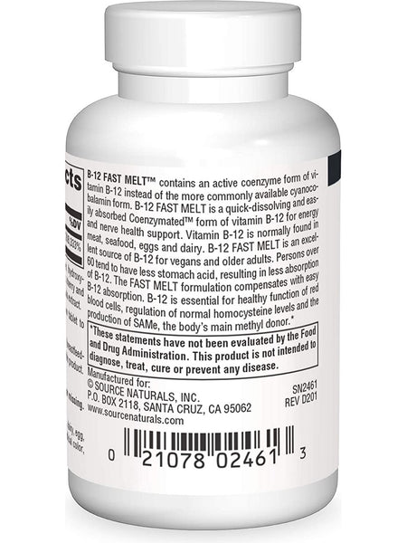 Source Naturals, Vitamin B-12 5 mg 30 Fast Melt™, 30 tablets