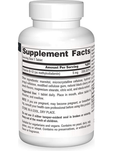 Source Naturals, Vitamin B-12 5 mg 30 Fast Melt™, 30 tablets