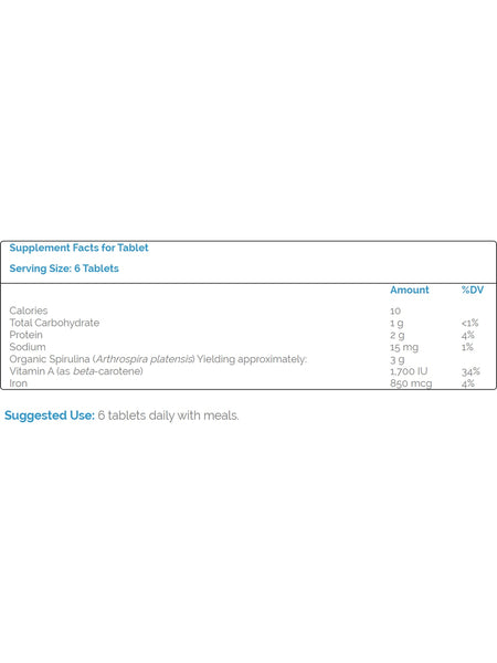Source Naturals, Vegan True® Organic Spirulina 500 mg, 100 tablets