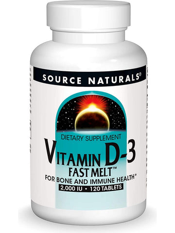 Source Naturals, Vitamin D-3 2000 IU Black Cherry-Peach Fast Melt™, 120 tablets