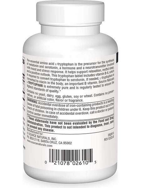 Source Naturals, L-Tryptophan with Vitamin B-6 1000 mg, 90 tablets