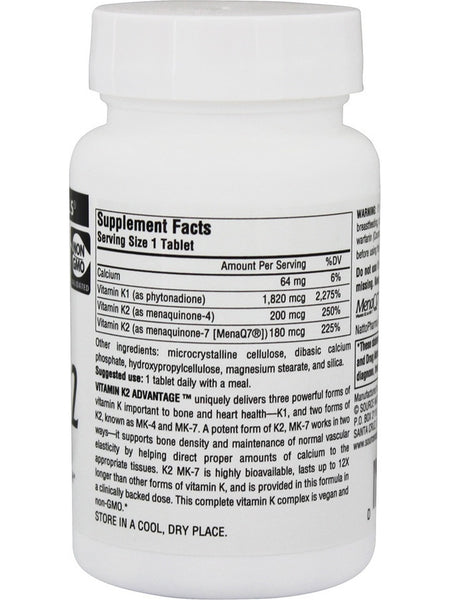 Source Naturals, Vitamin K2 Advantage 2200 mcg, 120 tablets