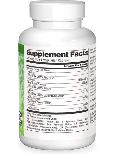 Source Naturals, Vegan True® Non-GMO Essential Enzymes® 500 mg, 180 vegetarian capsules